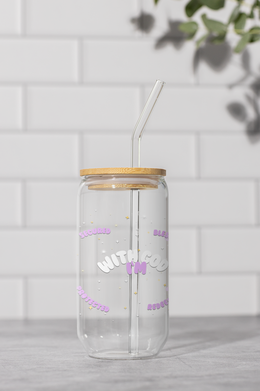With God I Am (16oz ) Glass Cup