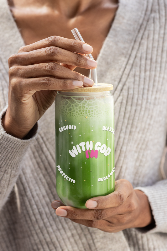 With God I Am  (16oz ) Glass Cup